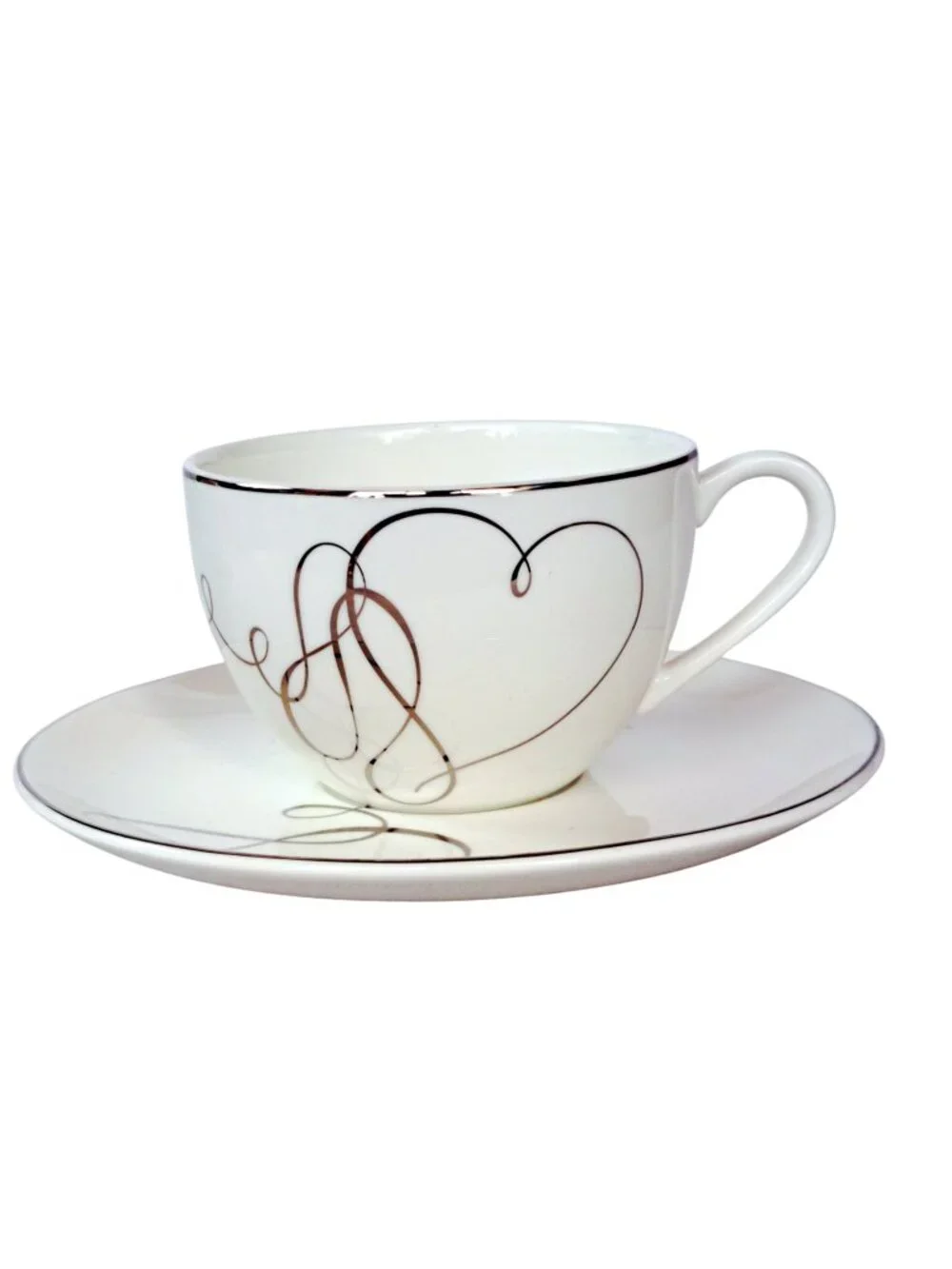New Mikasa China Tea Cup and Saucer Love Story pattern